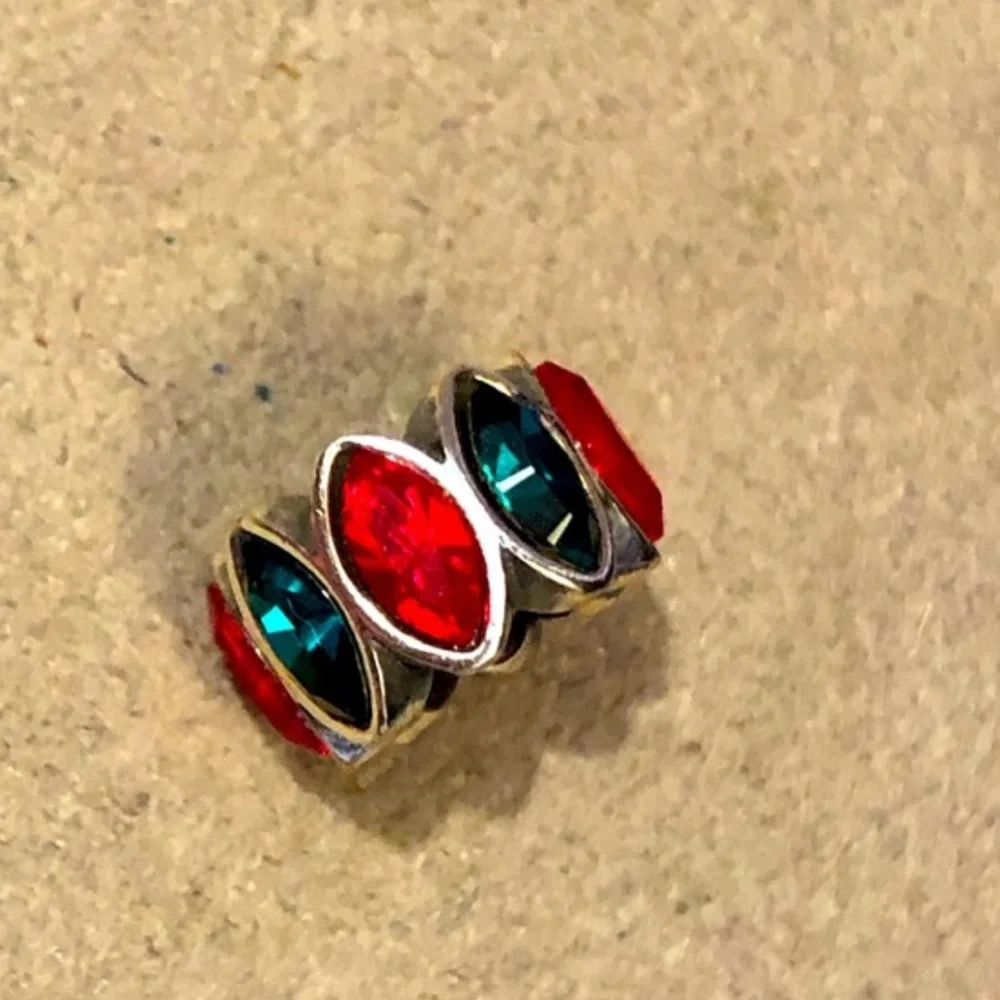🎄Brighton Navette Spacer in Multi with Red & green oval-shape crystals Retired - Picture 2 of 7